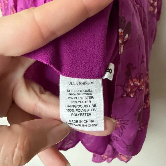 Ulla Johnson Torri Magenta Floral Silk Handkerchief Skirt Size 8 - Picture 5 of 6